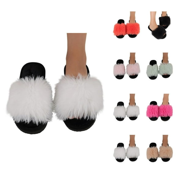 Womens Fuzzy Slippers Warm Soft House Slip On Comfort Women's Slippers Winter Indoor Cozy Shoes With Sole For Home Comfort And Warmth