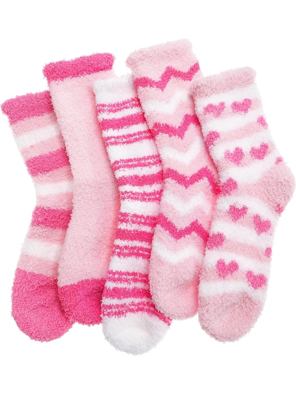 Womens Fuzzy Socks Cozy Fluffy Winter Cabin Slipper Warm Fleece Soft Thick Comfy Socks 5 Pairs