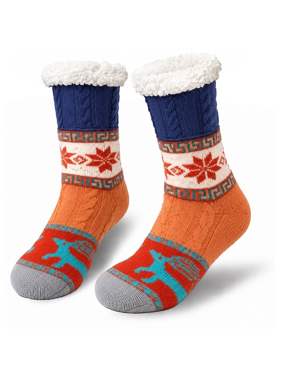 Womens Fuzzy Socks Cozy Fluffy Winter Slipper Socks with Grippers ,UNEEI Warm Thick Animal Pattern Non-Slip Winter House Socks, Size 5-10