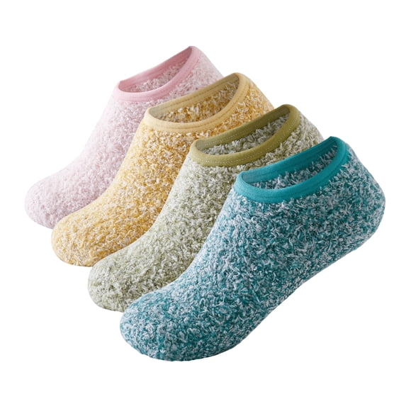 Womens Fuzzy Socks Cozy Fluffy Winter Warm Slipper Socks Microfiber Soft Home Sleeping Socks with Non Slip Grips Size 5-9
