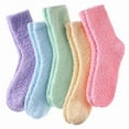 thumbnail image 1 of 5 Pairs Womens Fuzzy Socks Cozy Fluffy Winter Warm Slipper Socks Microfiber Soft Home Sleeping Socks, 1 of 6