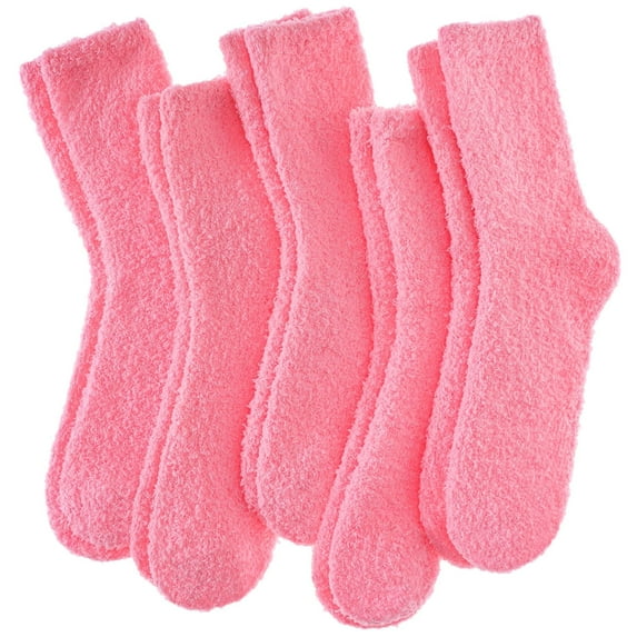 Womens Fuzzy Socks Cozy Fluffy Winter Warm Slipper Socks Microfiber Soft Home Sleeping Socks Pink