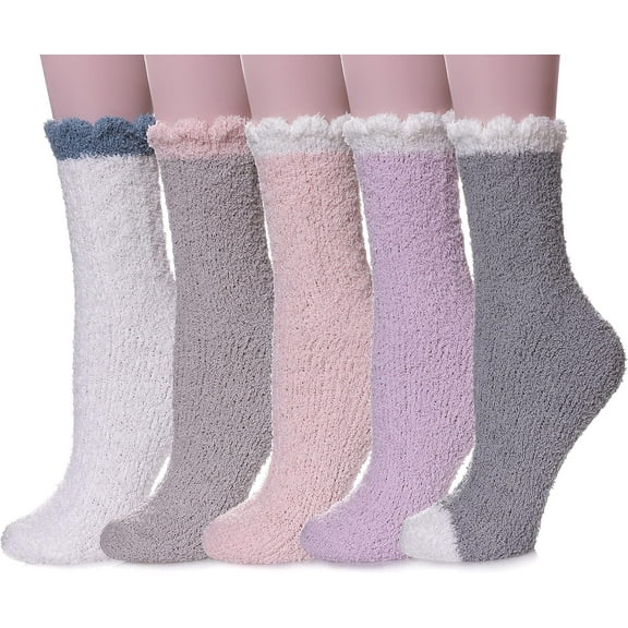 Womens Fuzzy Socks Cozy Fluffy Winter Warm Slipper Socks Microfiber Soft Home Sleeping Socks