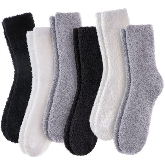 Womens Fuzzy Socks Cozy Fluffy Winter Warm Slipper Socks Microfiber Soft Home Sleeping Socks