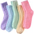 thumbnail image 1 of Womens Fuzzy Socks Cozy Fluffy Winter Warm Slipper Socks Microfiber Soft Home Sleeping Socks, 1 of 6