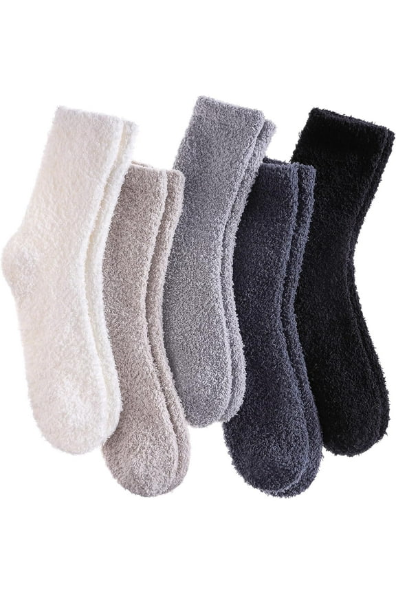 Womens Fuzzy Socks Cozy Super Soft Fluffy Slipper Socks for Warm Winter 5 Pairs