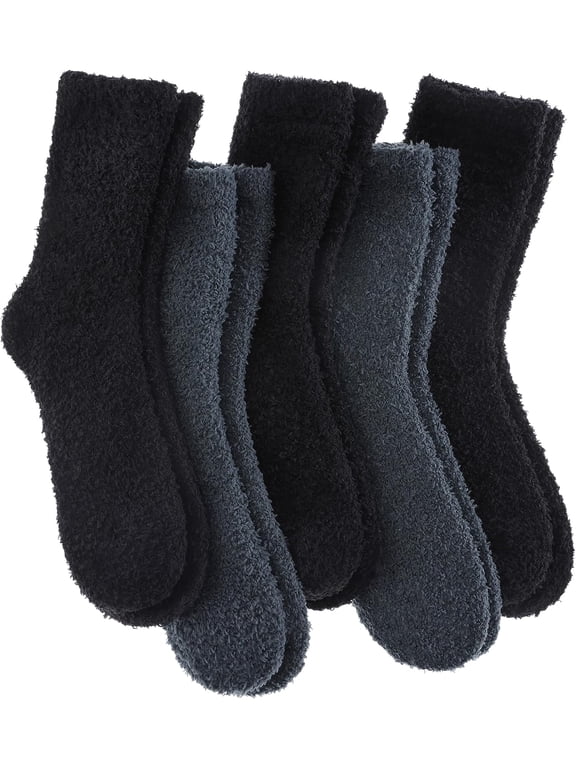 Womens Fuzzy Socks Cozy Super Soft Fluffy Slipper Socks for Warm Winter (5 Pairs )
