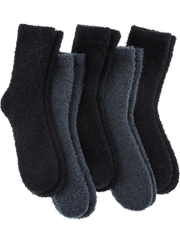 Womens Fuzzy Socks Cozy Super Soft Fluffy Slipper Socks for Warm Winter (5 Pairs )