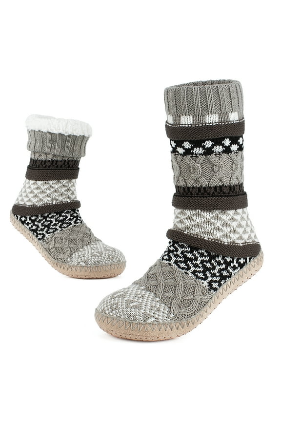 Womens Fuzzy Socks Non Slip Grips, Cozy Slipper Socks for Women, House Sock Shoes, Warm Gifts, Adult Size 9-10