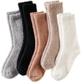 thumbnail image 1 of Womens Fuzzy Socks Soft Cozy Fluffy Slipper Socks Winter Warm Plush Sleeping Christmas Socks 5 Pairs, 1 of 6