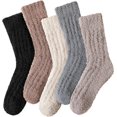 thumbnail image 1 of Womens Fuzzy Socks Soft Cozy Fluffy Slipper Socks Winter Warm Plush Sleeping Christmas Socks 5 Pairs, 1 of 6