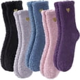 thumbnail image 1 of Womens Fuzzy Socks Super Soft Fluffy Winter Warm Cozy Home Sleeping Socks 5 Pairs, 1 of 6