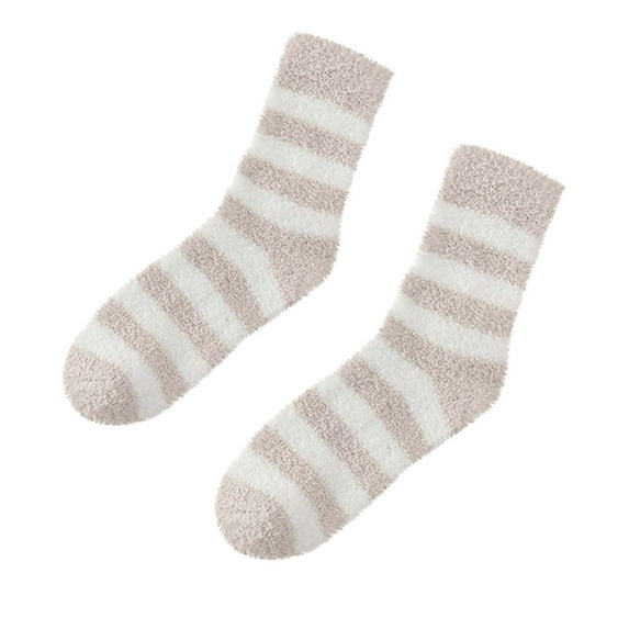 Womens Fuzzy Socks Winter Warm Fluffy Soft Slipper Socks Casual Striped Home Sleeping Socks Cozy Crew Socks for Men