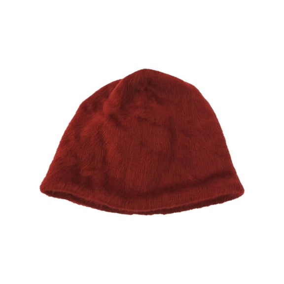 Womens Fuzzy Soft Red Beanie Stocking Cap Hat