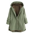 thumbnail image 1 of Womens Fuzzy Velvet Hooded Plaid Outwear Coats Long Sleeve Casual Soft Cozy Button Down Sweater Coats With Pockets, 1 of 5