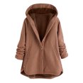 thumbnail image 1 of Womens Fuzzy Velvet Hooded Plaid Outwear Coats Long Sleeve Casual Soft Cozy Button Down Sweater Coats With Pockets, 1 of 5