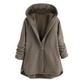 thumbnail image 1 of Womens Fuzzy Velvet Hooded Plaid Outwear Coats Long Sleeve Casual Soft Cozy Button Down Sweater Coats With Pockets, 1 of 5