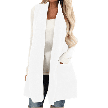Womens Fuzzy Vest Casual Sleeveless Fleece Vests with Pockets Cozy Faux Shawl Soft Cardigan Jacket