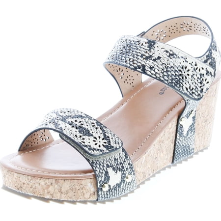 Womens GISELLE-10 Stylish Comfortable Open Toe Low Wedge Adjustable Buckle Design