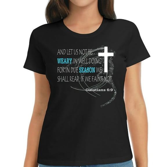 Womens Galatians 6:9 T-Shirt Black 2XL