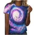 thumbnail image 1 of Womens Galaxy Graphic T-shirt Fashion Summer Tops Dressy Casual Crewneck Short Sleeve Shirts Going Out Workout Outfit Spring Sky Print Tshirts Trendy Basic Tees Clothes 2025, 1 of 5