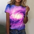 thumbnail image 1 of Bwndum Womens Galaxy Print T-Shirt Short Sleeve Slim Fit Space Graphic Tee Purple Blue Pink Multicolor,Size 3XL, 1 of 6