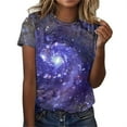 thumbnail image 1 of Womens Galaxy Space Print T-Shirts Short Sleeve Crewneck Graphic Tees Casual Summer Fashion Tops 2025, 1 of 5