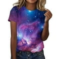 thumbnail image 1 of Womens Galaxy Space Print T-Shirts Short Sleeve Crewneck Graphic Tees Casual Summer Fashion Tops 2025, 1 of 5