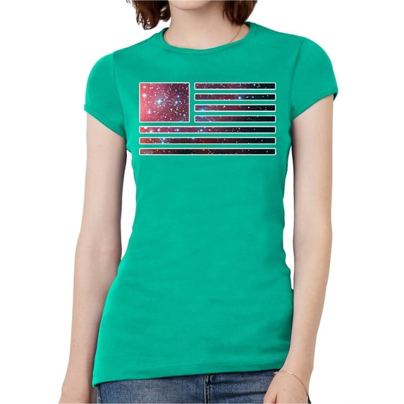 Womens Galaxy US Flag Short-Sleeve T-Shirt - Kelly - Large