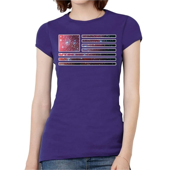 Womens Galaxy US Flag Short-Sleeve T-Shirt - Purple - Small