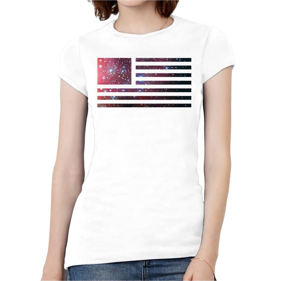 Womens Galaxy US Flag Short-Sleeve T-Shirt - White - Large