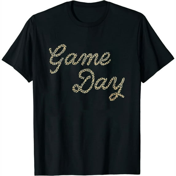 Womens Game Day Cheetah Animal Print Trendy Graphic Sports Fan V-Neck T-Shirt Black X-Large