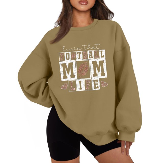 Womens Game Day Sweatshirts Funny Football Graphic Pullover Tops Long