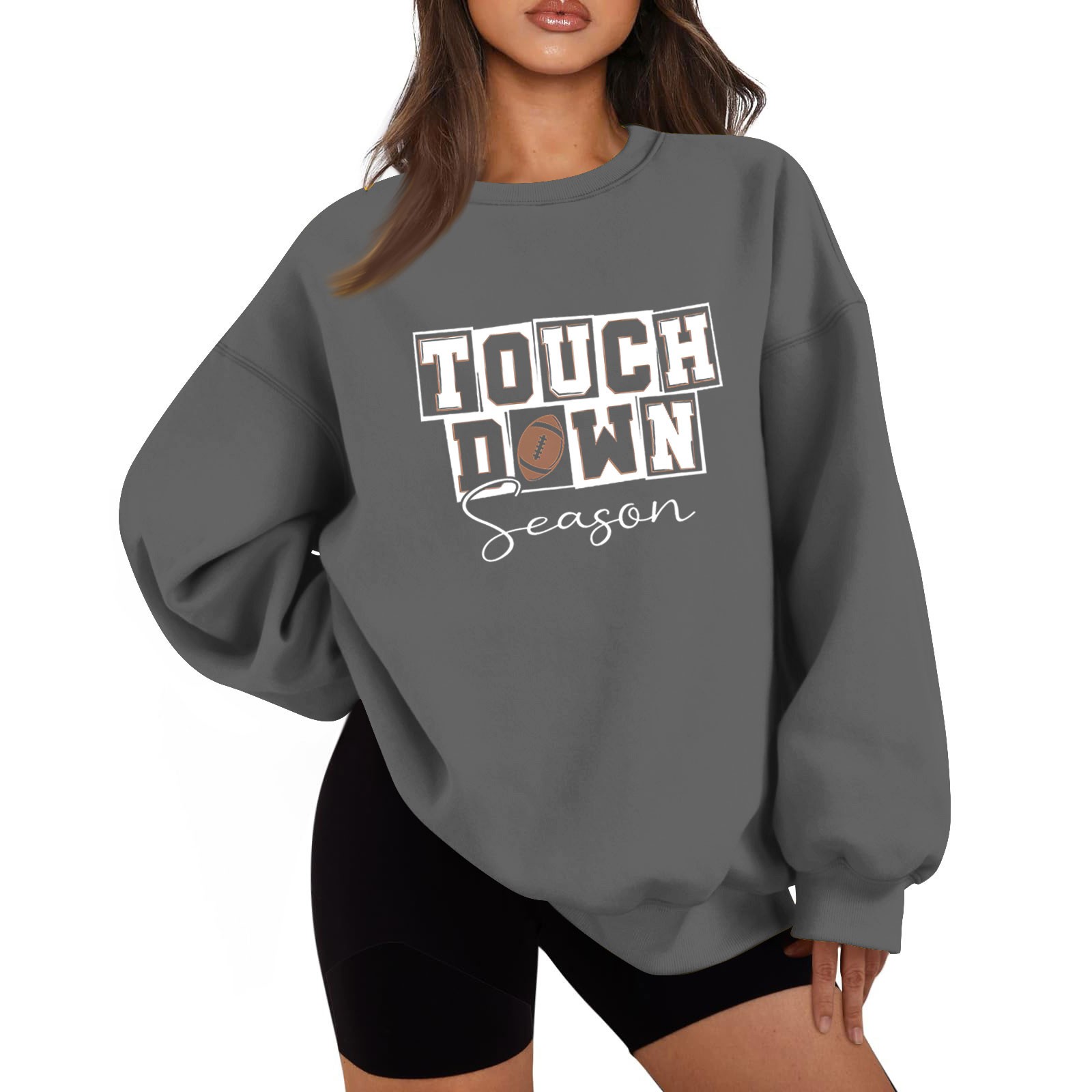 Womens Game Day Sweatshirts Funny Football Graphic Pullover Tops Long