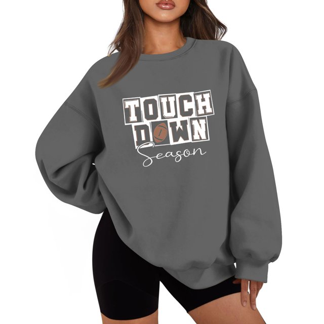 Womens Game Day Sweatshirts Funny Football Graphic Pullover Tops Long