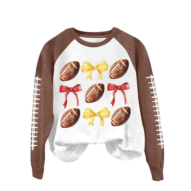 Womens Game Day Sweatshirts Funny Football Graphic Pullover Tops Long