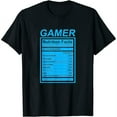 thumbnail image 1 of Womens Gamer Nutrition Facts Blue Label Funny Graphic T-Shirt Black Medium, 1 of 5