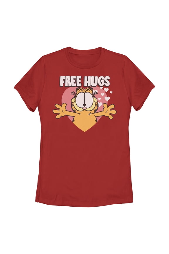 Womens Garfield Free Hugs and Hearts T Shirt