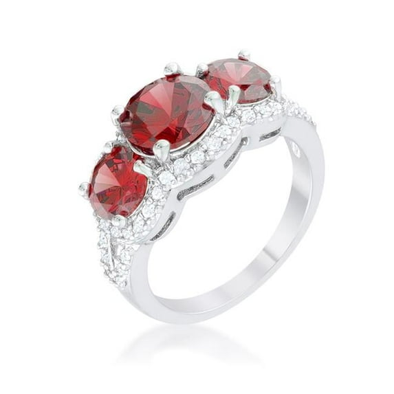 Womens Garnet Classic Trio Ring - Size 8