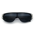 thumbnail image 1 of Womens Gaudy Fancy Hinge Flat Top Shield Rectangular Plastic Sunglasses Black Silver - Black, 1 of 8