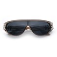 thumbnail image 1 of Womens Gaudy Fancy Hinge Flat Top Shield Rectangular Plastic Sunglasses Slate Silver - Black, 1 of 8