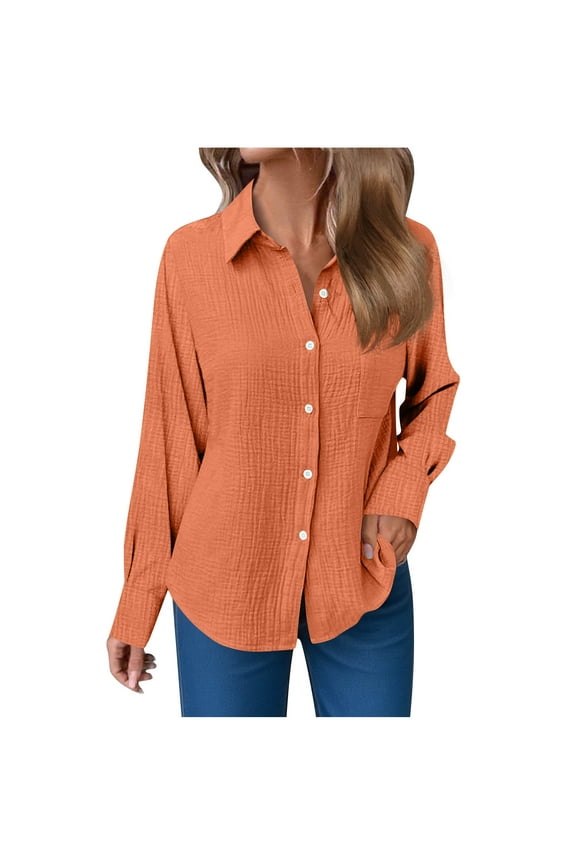 Womens Gauze Shirts Button Down Dress Shirts 2025 Casual Short Sleeve Textured Collared Summer Work Blouse Camping Clothes