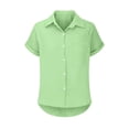 thumbnail image 1 of Womens Gauze Shirts Button Down Dressy Casual Tops Solid Color Collared Shirt Casual Roll Up Sleeve Top Casual Camping Tops Textured Cotton Gauze Shirt Casual Office Blouse Mint Green 4Xl, 1 of 4