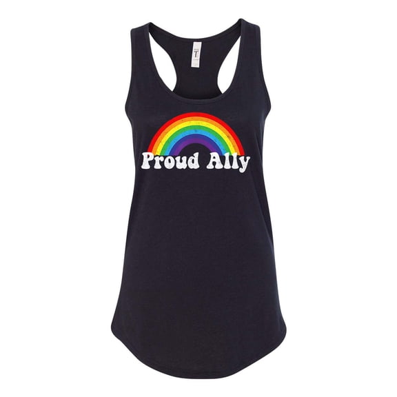 Womens Gay Pride Proud Ally Rainbow Support LGBTQ Racerback Tank Top-Black-medium