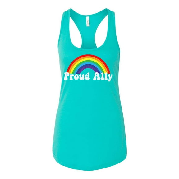 Womens Gay Pride Proud Ally Rainbow Support LGBTQ Racerback Tank Top-Tahiti-xs