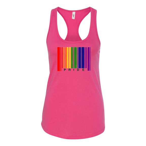 Womens Gay Pride Rainbow Barcode Support LGBTQ Racerback Tank Top-Raspberry-small