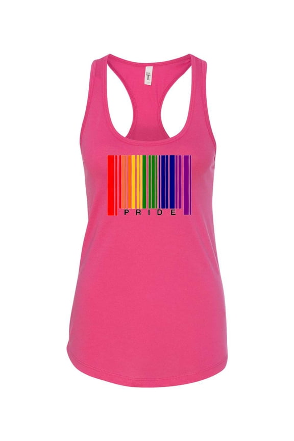 Womens Gay Pride Rainbow Barcode Support LGBTQ Racerback Tank Top-Raspberry-small