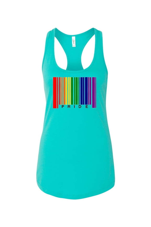 Womens Gay Pride Rainbow Barcode Support LGBTQ Racerback Tank Top-Tahiti-large