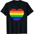 thumbnail image 1 of Womens Gay Pride Rainbow Heart T-Shirt Black 2X-Large, 1 of 5