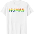 thumbnail image 1 of Womens Gay Pride Rainbow Shirt Human Lgbt Pride Month Gift T-Shirt White Large, 1 of 5